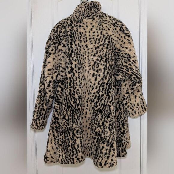 Vintage Faux Fur Leopard Coat Medium Modacrylic Plush Jacket MobWife - Picture 2 of 8